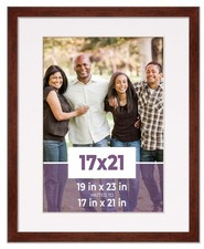 17x21 Frame Walnut With White Picture Mat For 17x21 Photo - Walnut 19x23 Frame T