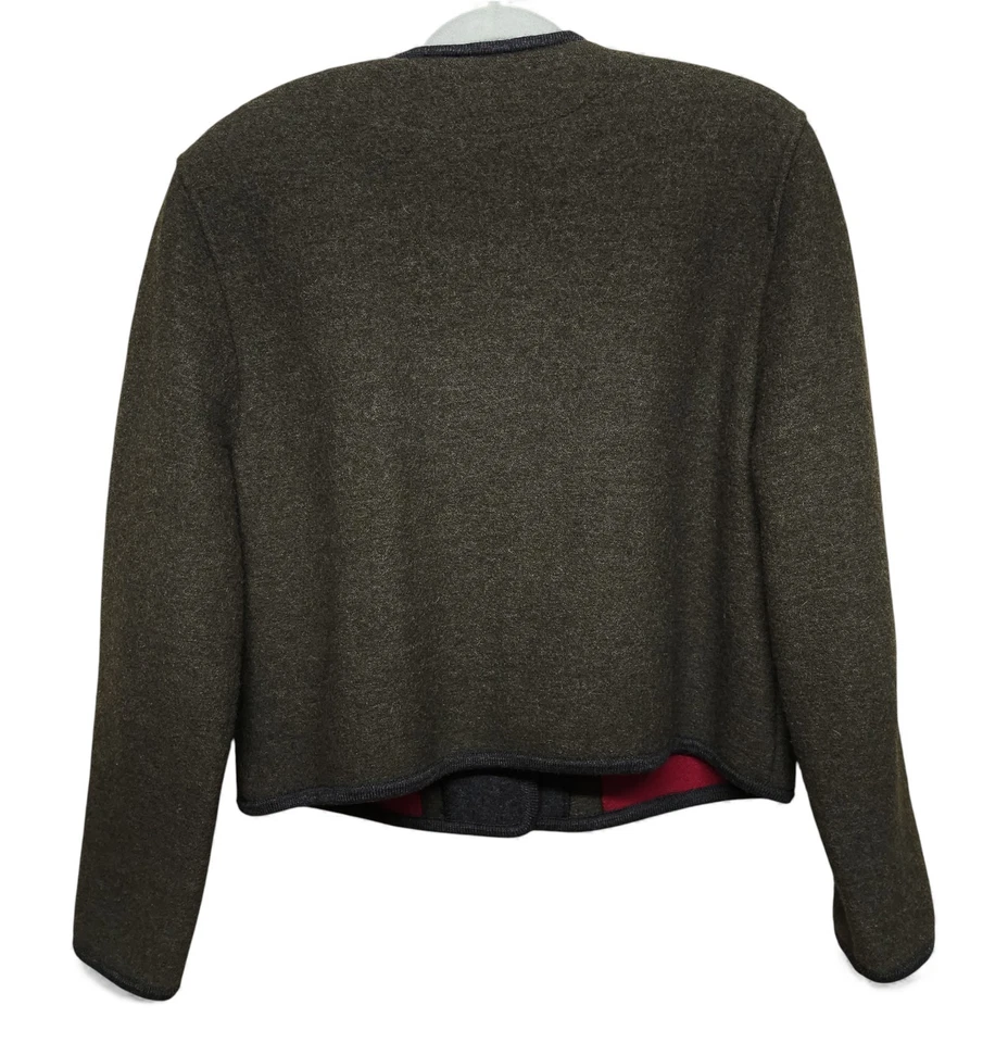 Cárdigan Suéter GEIGER De Colección Tirol Lana Pura Hervida Botón Verde Para Mujer 42 Foto 4 de 4