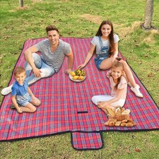 Armo Extra Large Tartan Picnic Blanket With Carrying Handle Waterproof Beach Gar