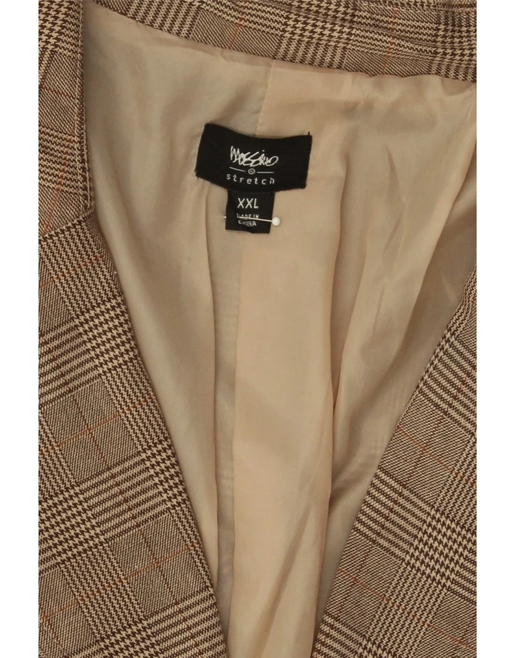 MOSSIMO Womens 2 Button Blazer Jacket UK 20 2XL Brown Check Cotton DA14 - Image 3 of 3
