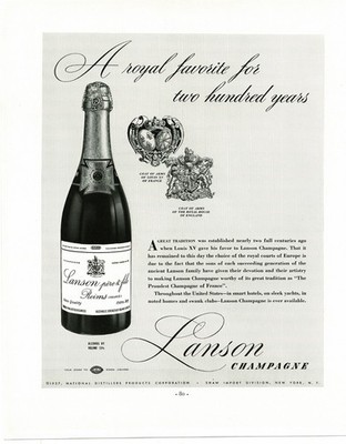 1937 Lanson Champagne Louis XV Coat Of Arms Vintage Print Ad