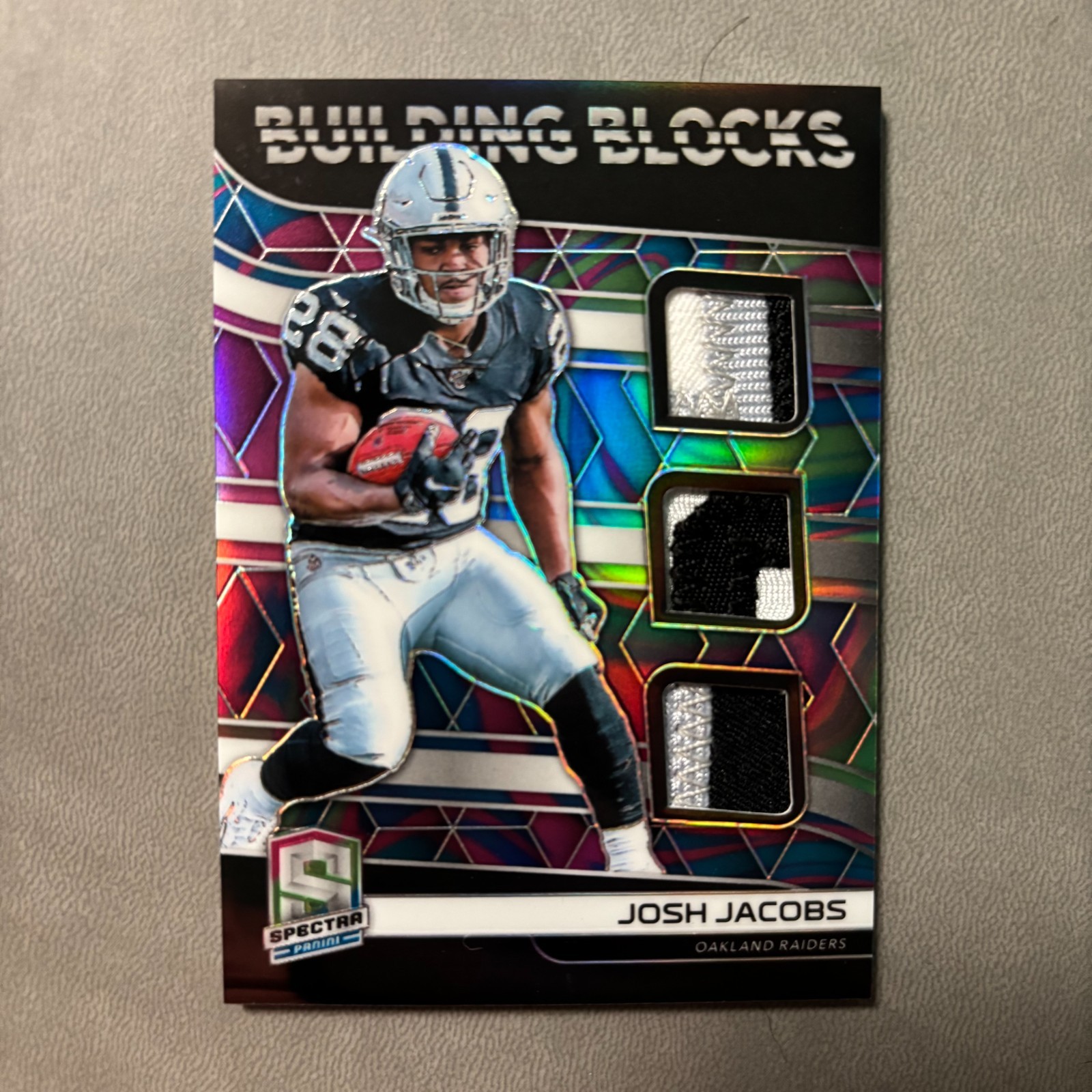 Josh Jacobs Panini Spectra Building Blocks Relics #BB8 Neon Marble