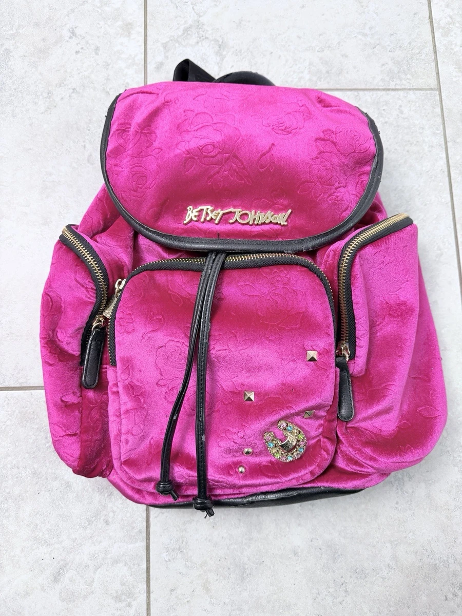 Betsy Johnson Velvet Velour Quilted Keegs Star Backpack Purple Pink Luv Betsey Johnson Keegs Star Quilted Velour Backpack  main image 2