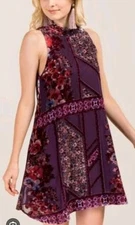Fransesca's Velvet Burgandy Floral Sheath Aline Whymsygoth Fairycore Mini Sz XS