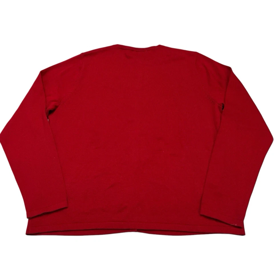 Vintage Classic Elements Cardigan Sweater Womens L Red Holiday Christmas Tree - Image 2 of 4