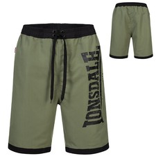 Lonsdale Clennell Olive Green Beach Shorts Badehose Swimming Pants Trunks Grün