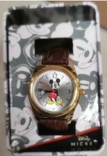 New Disney Classic Mickey Mouse Pointing Hands Brown Strap Watch In Box