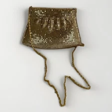 Vintage-Inspired Gold Mesh Women's Purse Small Handbag with Long Shoulder Chain