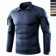 Combat Mens Tactical Shirt Long Sleeve T-Shirt Military Hunting Camo Army Shirt