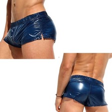Mens Short Pants Glossy Trunks Slim Fit Clubwear Sexy Shorts Vacation Low Rise