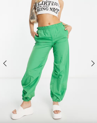 Bershka - OG - Parachute Pants - Mid Green - Small - Worn 1 Time