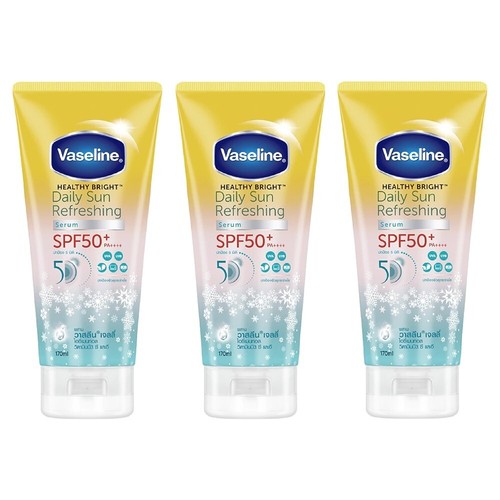 3x170ml Body Lotion Skin Vaseline Healthy Bright Serum Daliy Refresh SPF50+ 5 oz - 第 1/11 張圖片