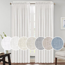Linen Curtains for Bedroom Living Room, Light Filtering Farmhouse Curtains 84 In