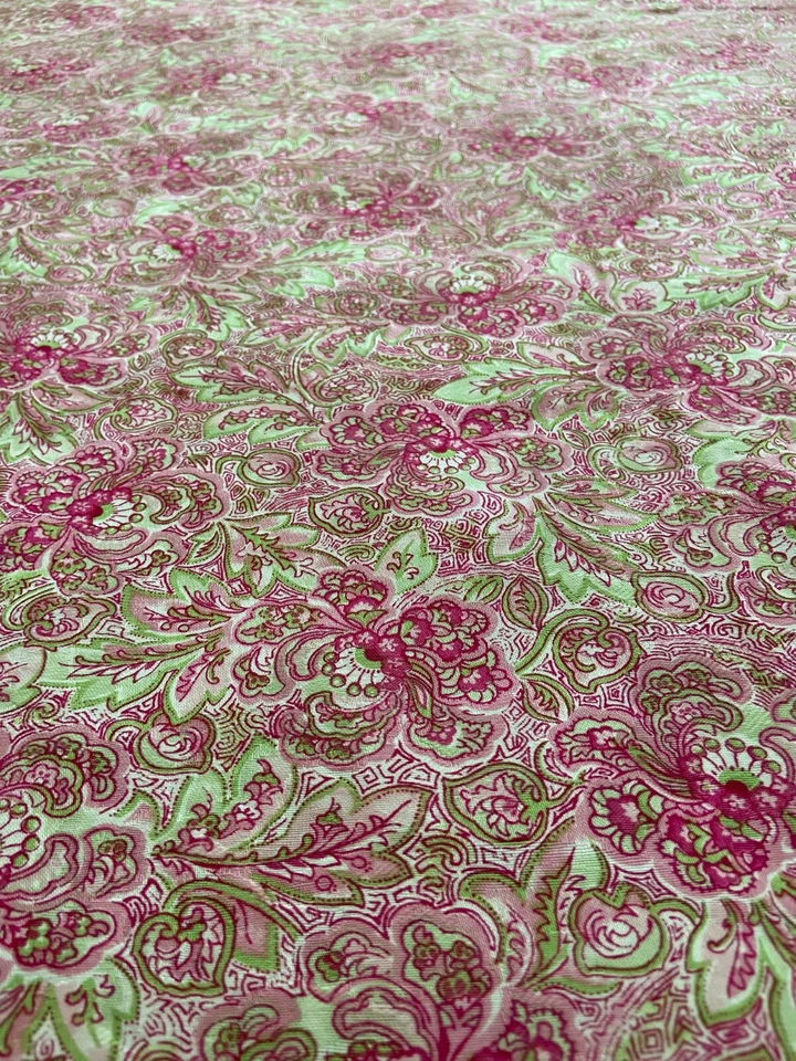 Covington Alpana Floral Paisley Pink and Green Cotton Fabric- 1 1/3 Yard Piece - Image 4 of 4