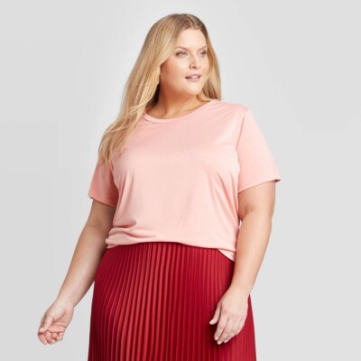 Women's A New Day Plus Size Short Size 1X Sleeve Crewneck Sandwash T-Shirt