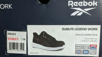 【Y】 Reebok Sublite Legend Composite Toe Sneakers, Black, Women's 7