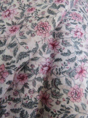 Loop Scarf, Jersey Cotton, "Morris Rose", Pink, Green, 24cm Wide, Double Loop. - Picture 10 of 13