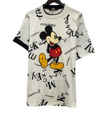 Vtg Disney Originals Single Stitch Mickey Spellout All Over T-Shirt USA L/XL guc