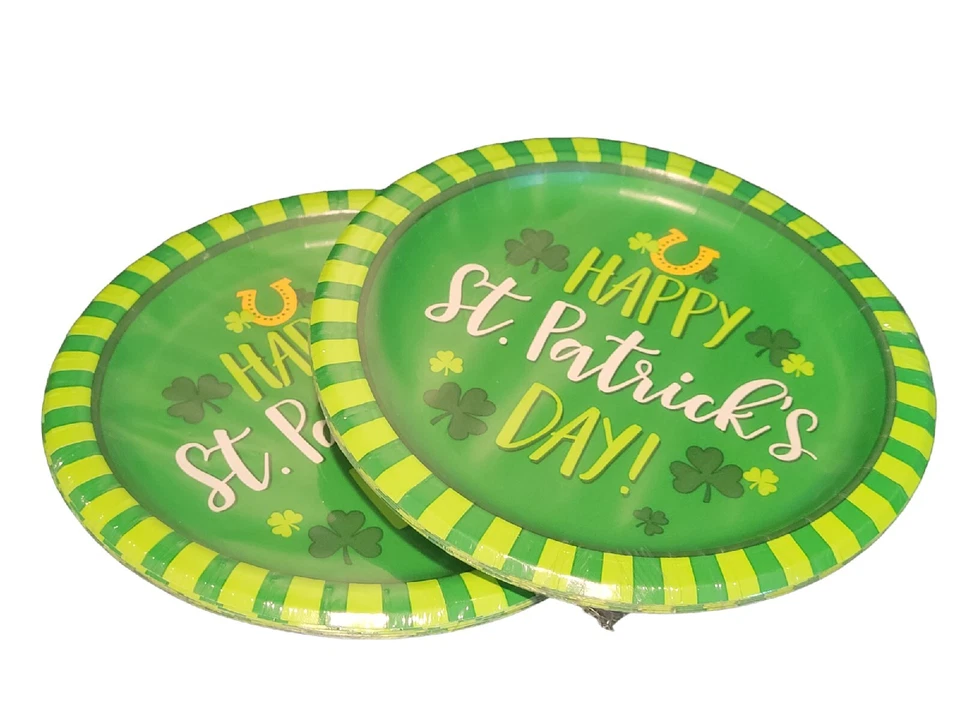 Set of 2 Green Happy St. Patrick's Day Dessert Plates 16 Ct 7" - Image 2 of 4