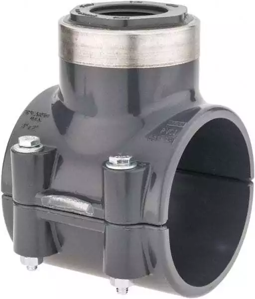 Saddle clamp pvc outlet