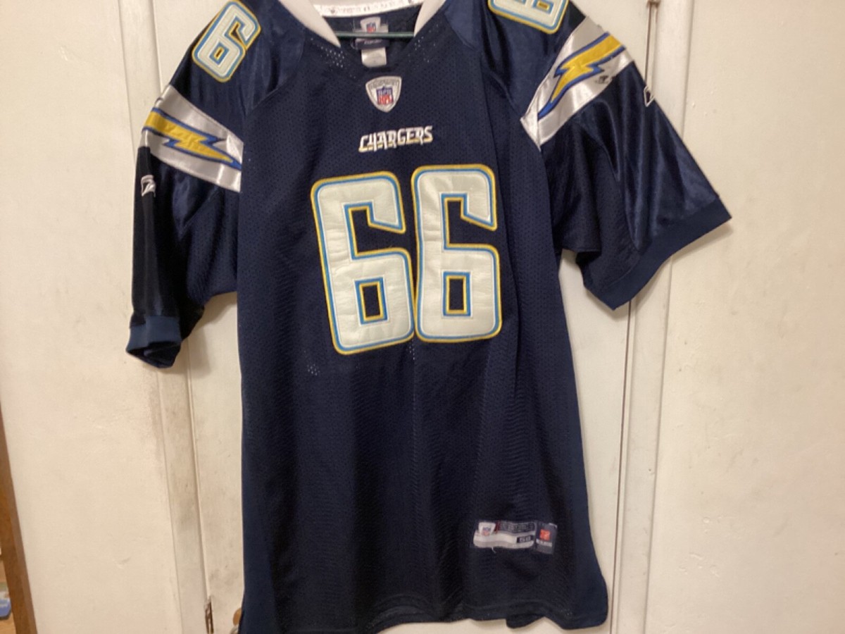 LOS ANGELES CHARGERS #66 EMBROIDERED REEBOK DARK BLUE JERSEY; SIZE