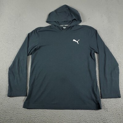 Puma T Shirt Mens Size Small Blue Casual Hoodie Pullover Long Sleeve *