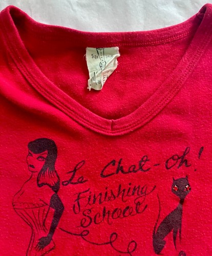 Rare 90s Vintage Miss Anne Thrope Baby Tee Shirt Black Cat & Dominatarix Size S - Picture 13 of 20