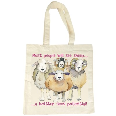 SHEEP POTENTIAL TOTE, project bag, knitting, crochet bag UK