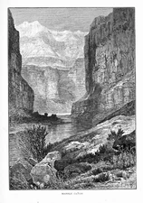 Marble Canyon of the Colorado River by Thomas Moran 1874 Original Print !
