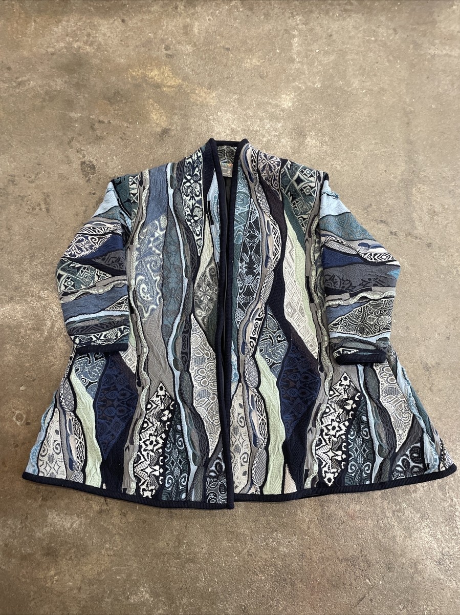 90's.Vintage！【COOGI】3D KNIT CARDIGAN☆size:L クージー/ミックス