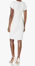 CALVIN KLEIN SHEATH DRESS, UNIQUE TULIP SLEEVE, WHITE CREAM COLOR, SIZE 2 NWT