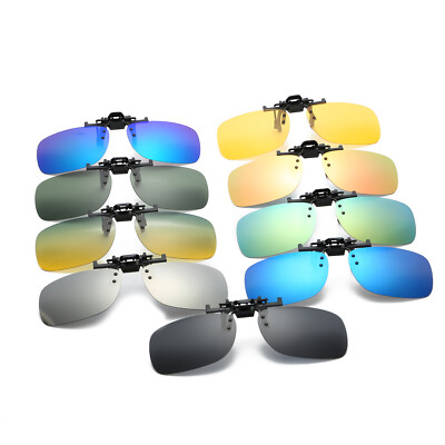 Polarized Clip-On Flip-Up Sunglasses For Prescription Glasses – Rimless, Large, Black Lens For Glare Reduction - View #5