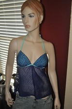 New Arizona Jean Co Junior Tankini Swim Top Push-up Mesh Lace Swimwear Small