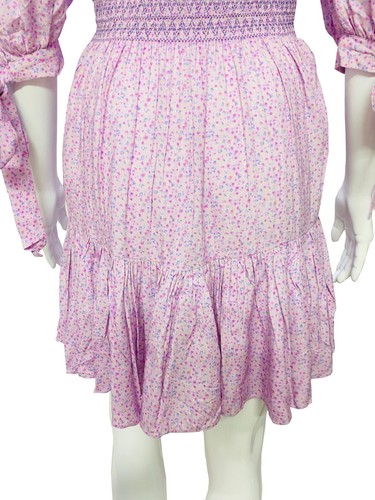 LoveShackFancy Imprimé Floral Femmes Brodé à Smocks Court Mini ROBE XS - Photo 6 sur 9