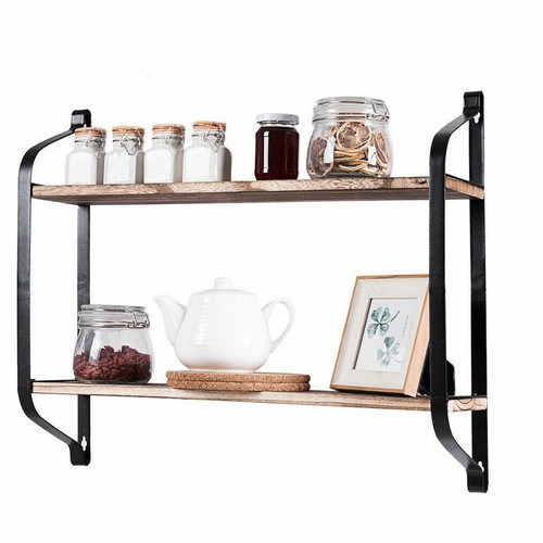 Ajustable Length Floating Shelves Wall Mount Unit with Timber Board Metal Frame - Picture 11 of 12
