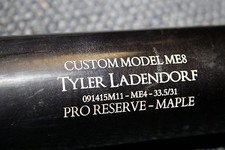TYLER LADENDORF GAME USED PRO RESERVE MAPLE ME 8 CUSTOM WOOD BAT OAKLAND A'S