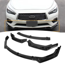 Glossy Black Front Bumper Lip Splitter Chin For 2018-2024 Infiniti Q50 Luxe Base