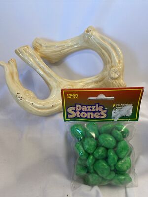 Aquarium Ornament Driftwood Branch Log Tan Made in USA Ceramic Dazzle Stones 