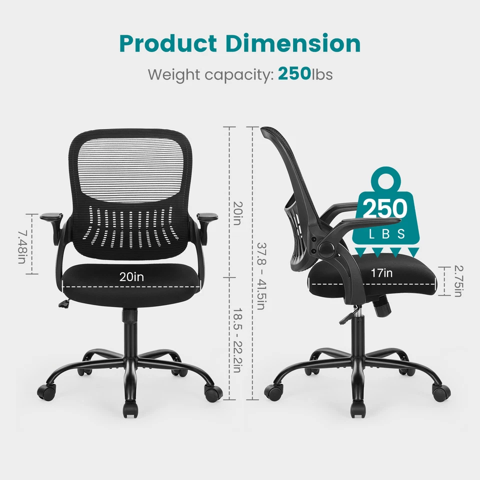 Silla de Oficina Ejecutiva de Malla Ergonómica Ajustable con Soporte Lumbar y Apoyabrazos Foto 4 de 4