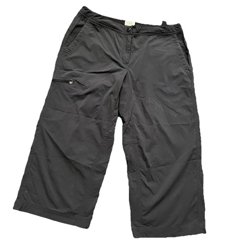 LL Bean Damen Nylon Stretch Wandern Cargo Capri Hose Petite Größe 8P schwarz/grau