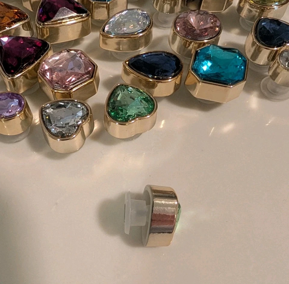 30 Assorted Colored Shaped Crystal Rhinestone Buttons For Shoes Craft Projects  - Image 2 of 3