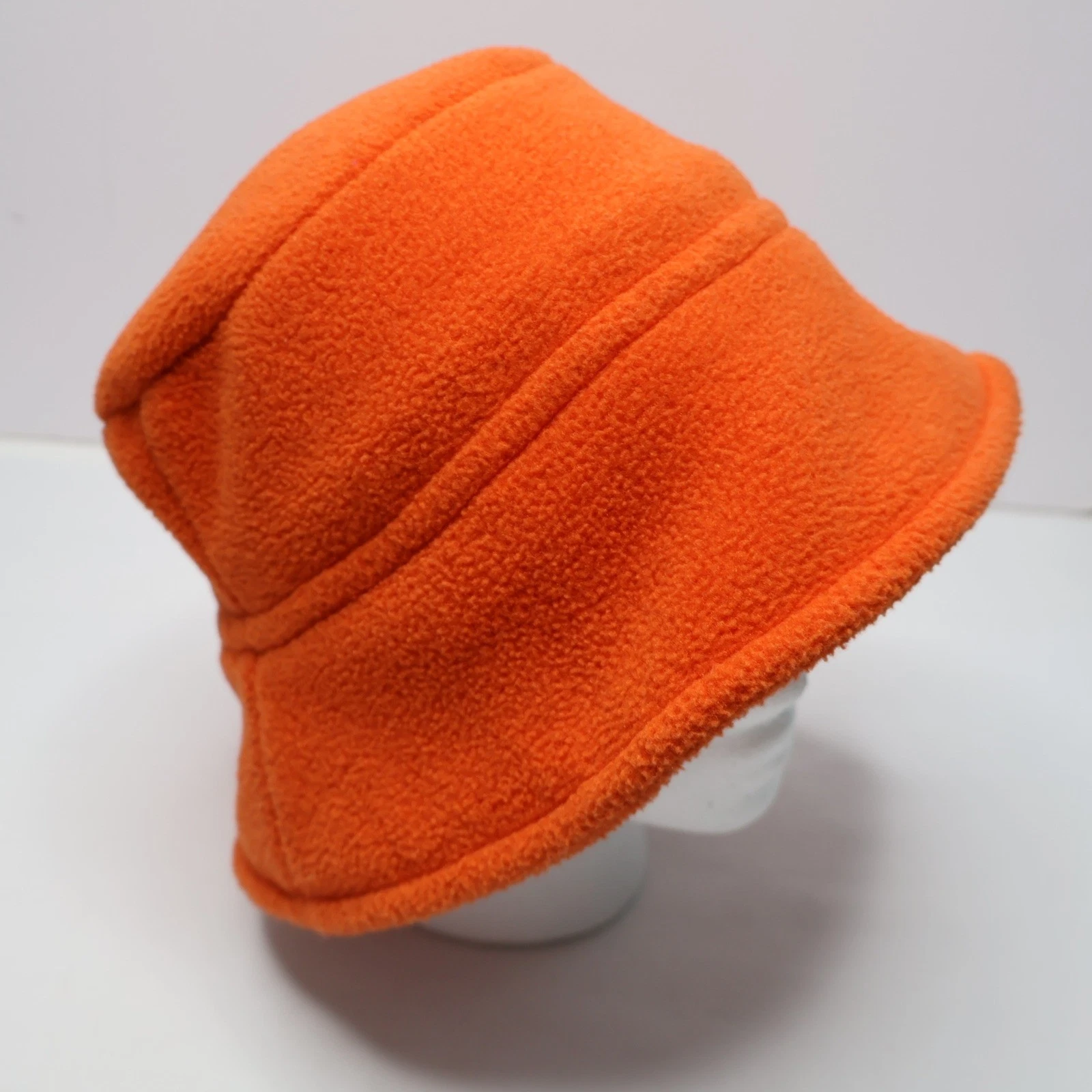 VTG Y2K Polartec Orange Fleece Bucket Hat Winter Outdoor Gorpcore Neon Warm Cap