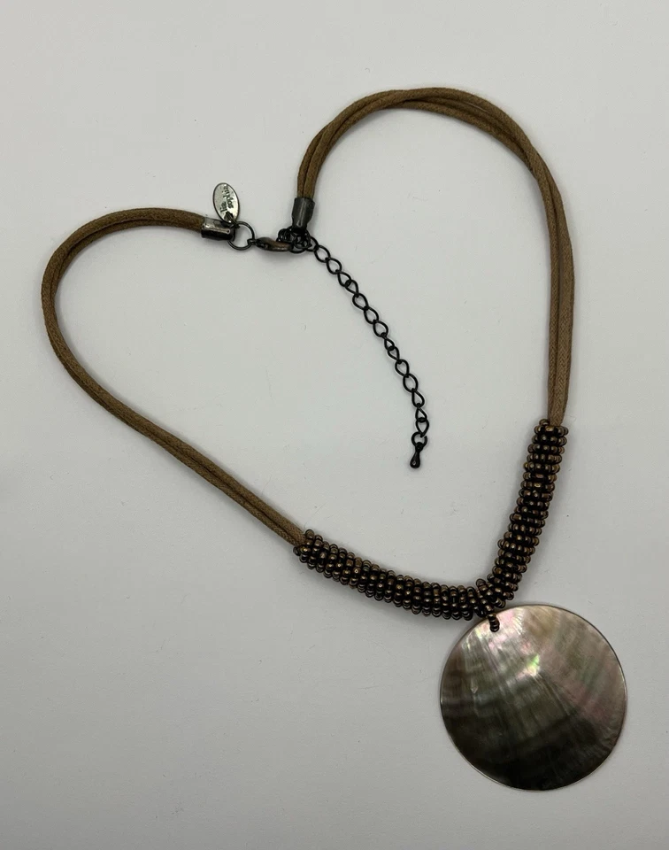 Lia Sophia “Harvest Moon” Mother of Pearl Abalone Choker Necklace Adj. 16 To 18” - Image 3 of 4