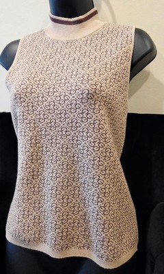 Guess Lola 4G SL Sweater Coffee And Travertine Combo Sleeveless Top Size XL *NEW