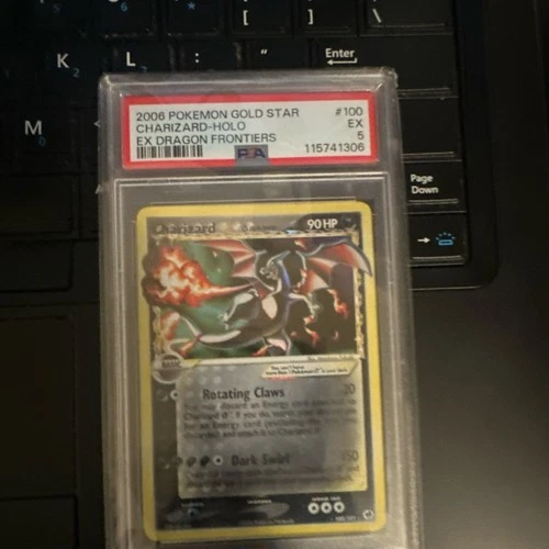 Pokémon Gold Star Charizard Holo EX Dragon Frontiers 100/101 PSA 5