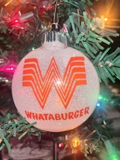 Handmade Whataburger Themed Christmas Ornament Shatterproof Disc NEW White