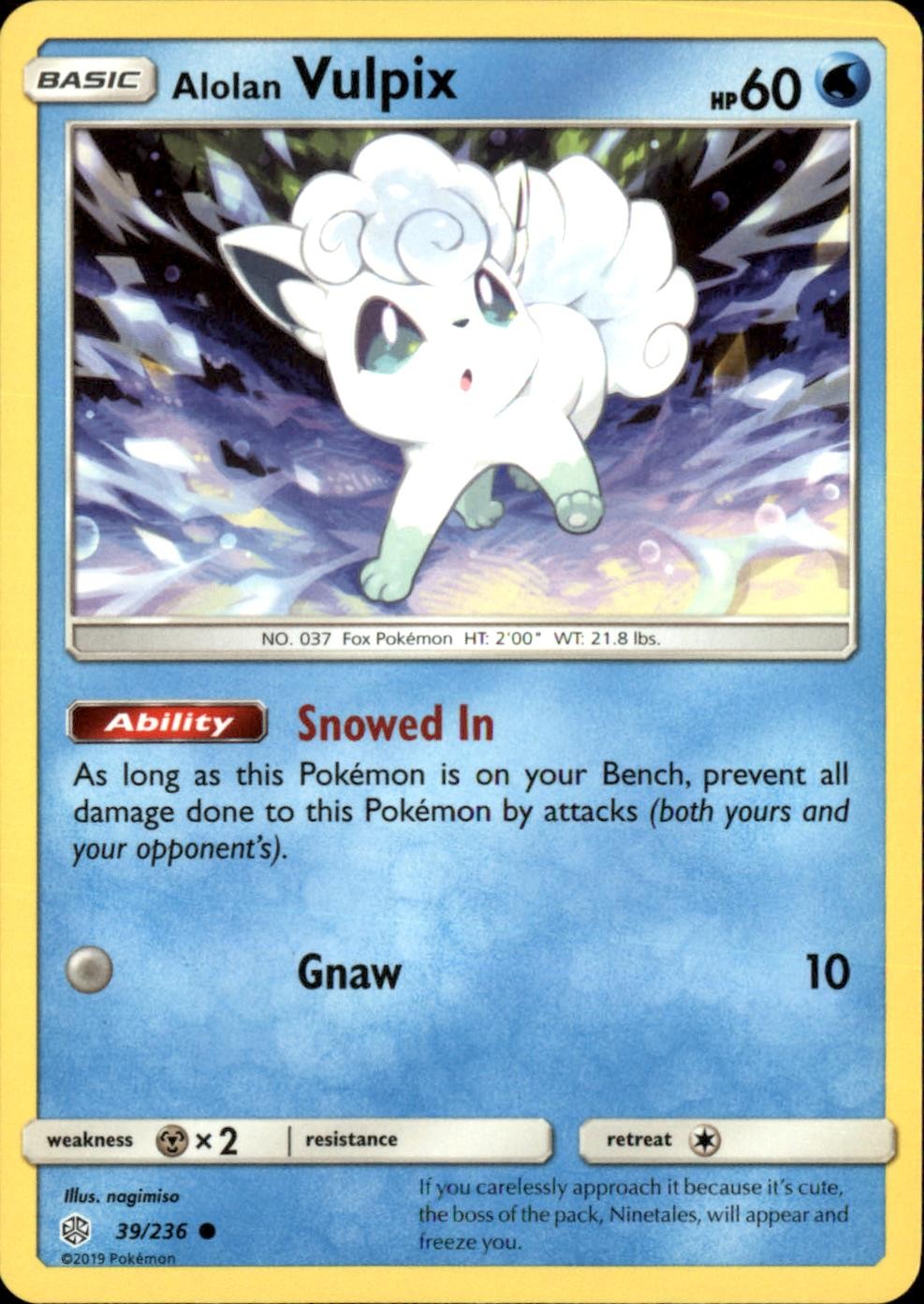 Alolan Vulpix 39/236 Common Cosmic Eclipse Pokemon NM
