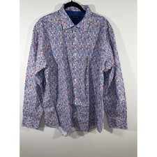 Bugatchi Classic Fit Mens Multicolor Geometric Floral Medallion Cotton Shirt XL