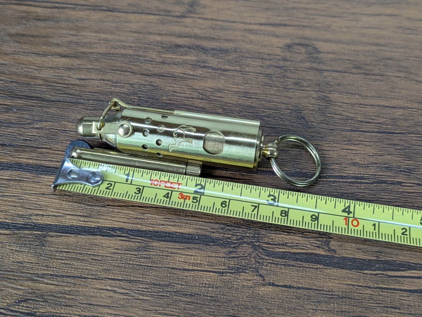 Vintage - 2¾" Unlite Joe Camel Brass Cigarette Lighter, Keyring Trench Style