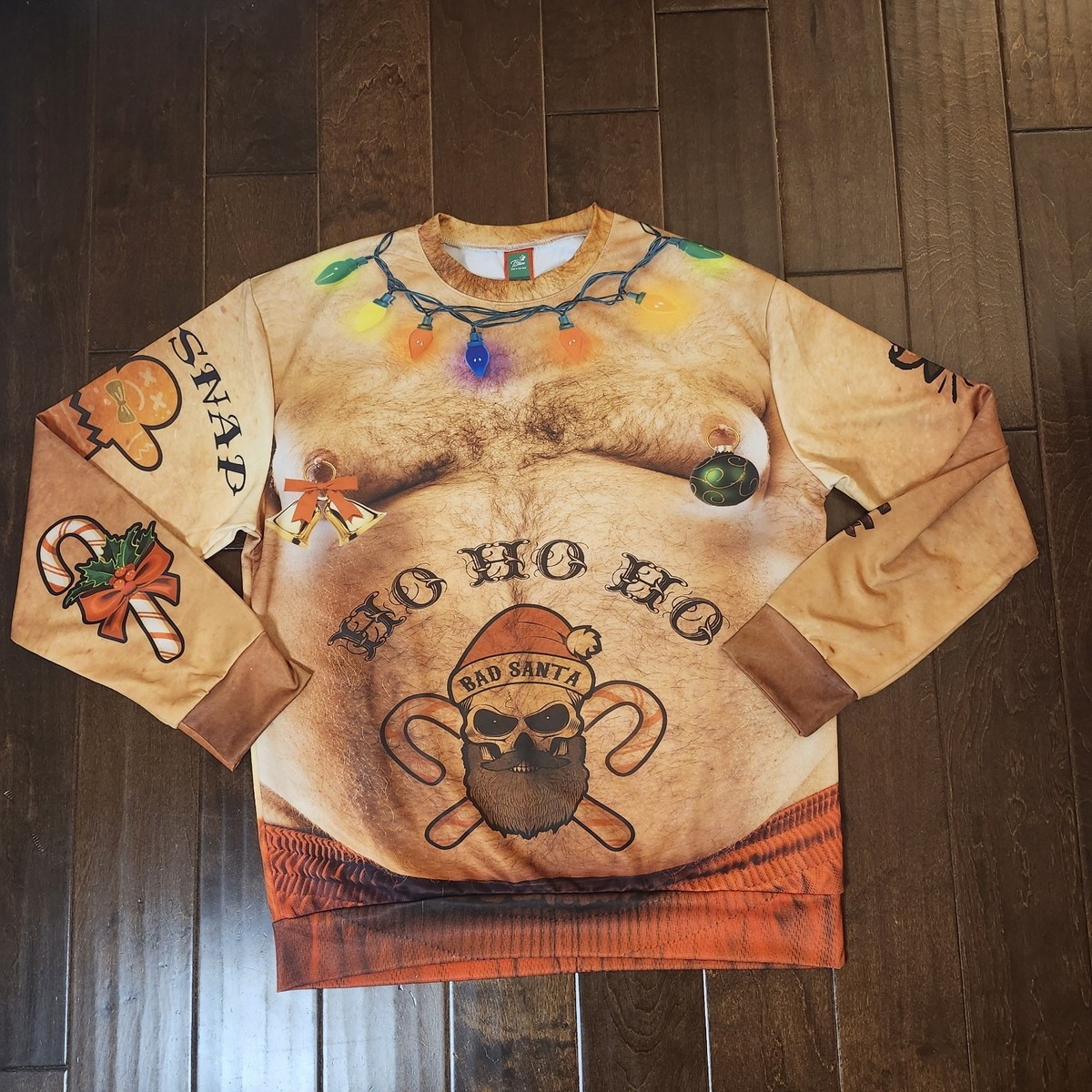 Sales Sweater Hairy Chest Ugly Christmas Sweater Top Santa Hairy